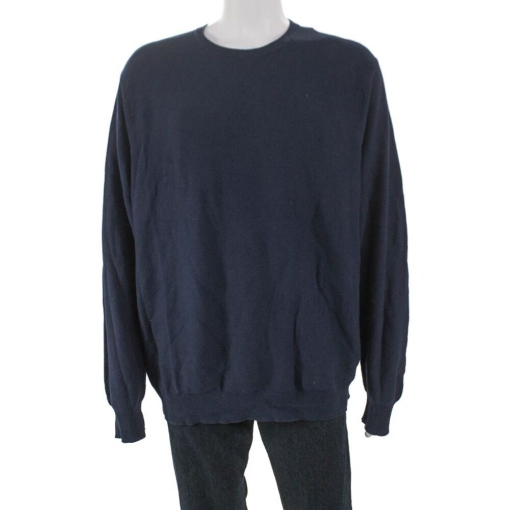 J Crew Mens Blue 100% Cotton Crew Neck Pullover Sweater Size XL